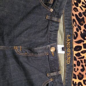 Lands' End Dark Blue Jeans with Leopard Print